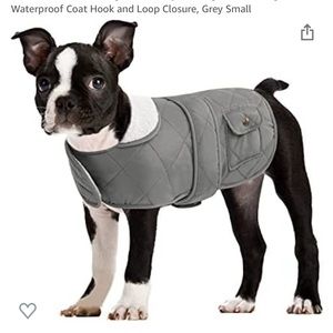 Queenmore Winter Dog Jacket Quilting Fleece Lining Waterproof Coat, Grey Small